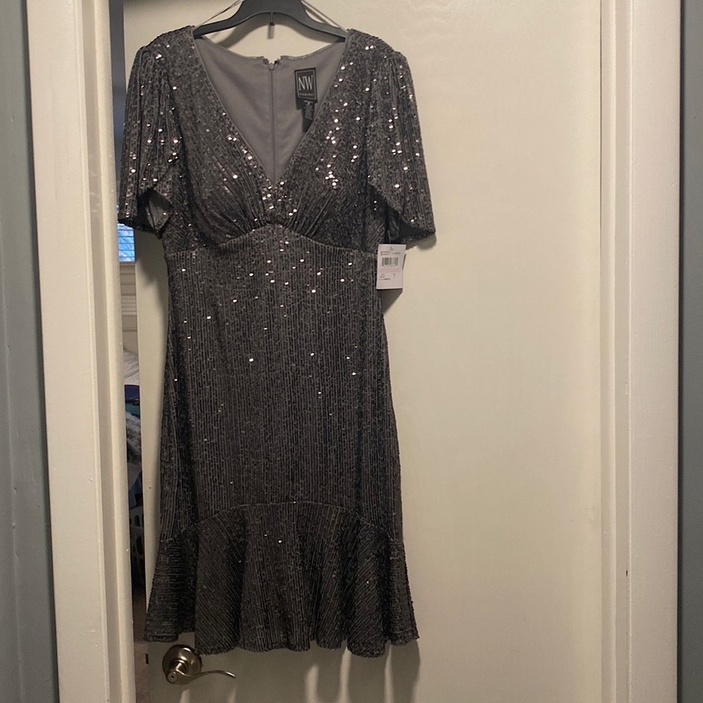 Brand new w tags beautiful gunmetal  glitter party dress